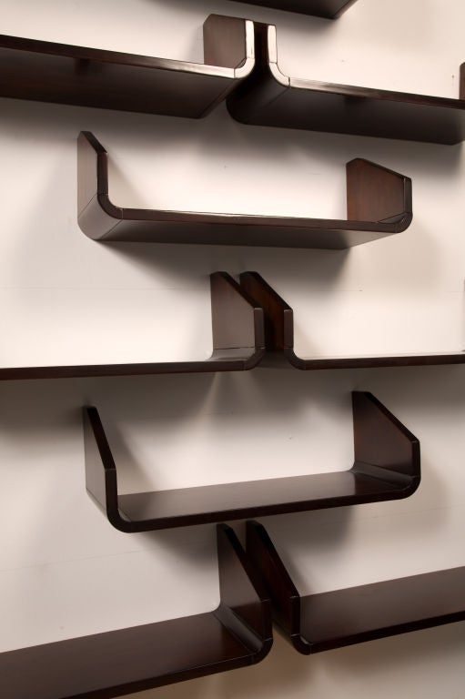 American Set of Nine Floating Bookshelves after Gio Ponti For Sale