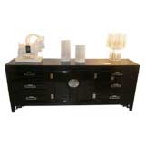 Vintage 1940s Chest of Drawers in Black Lacquer
