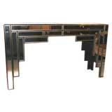 Silver Leaf Art Deco Style Mirrored Console