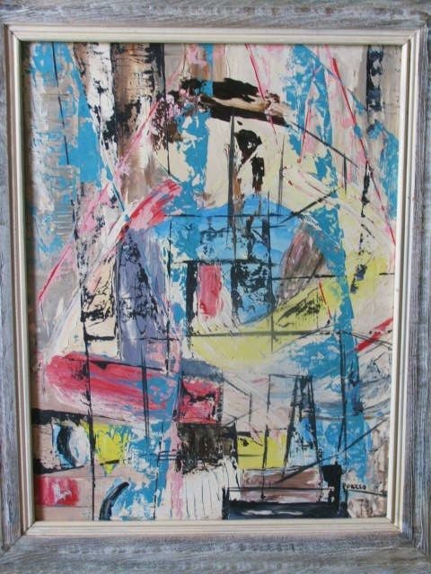 Lee Porzio was married first to artist Angelo Di Benedetto and then to artist Allen Ditson. Her artwork can be found in many private collections and numerous public buildings. The frame on this painting was made by Mr. Ditson.
