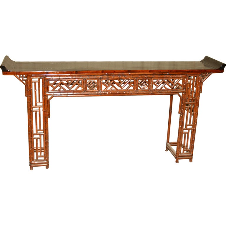 Bamboo Altar Table With Black Lacquer Top