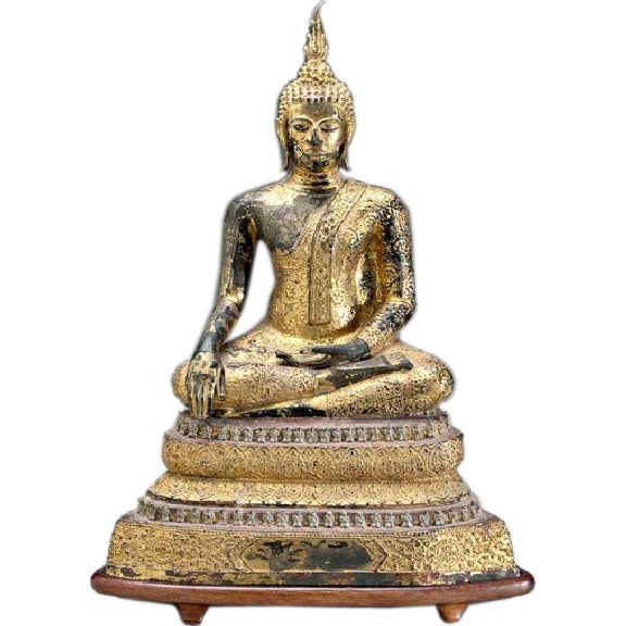 A Fine Thai Gold Gilt Bronze Statue Of Buddha