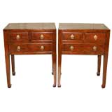 A Pair Of End Tables With Three Drawers