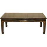 Black Lacquer Low Table With Painted Gold Gilt Floral Motif