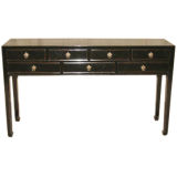 Black Lacquer Table With Seven Drawers