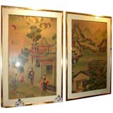 A Pair Of Framed Chinese School, Oil On Canvas Paintings