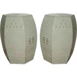 A Pair Of White Porcelain Stools A Pair Of White Porcelain Stools