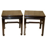 Antique A Pair Of Square Black Lacquer Stools