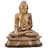A Large Thai Gilt Broze Statue Of Buddha In Meditating Pose