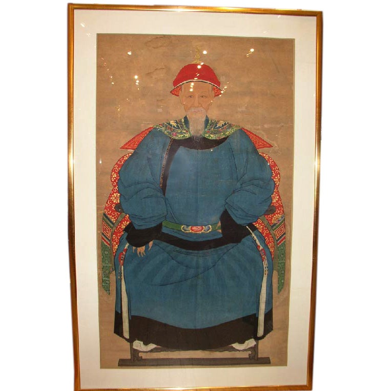 Chinese Brush Painting Of A Qing Dynasty Nobleman