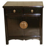 Antique Black Lacquer Chest With Two drawers & A Pair Of Doors