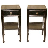 A Pair Of Black Lacquer End Tables