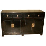 Black Lacquer Sideboard With Four Drawers & Two Pairs Of Doors