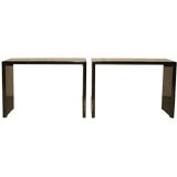 A Pair Of Black Lacquer Console Tables