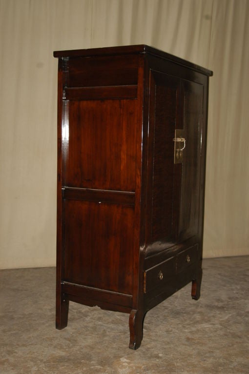 Chinese Ju Mu Wood Armoire With Framed Burlwood Doors