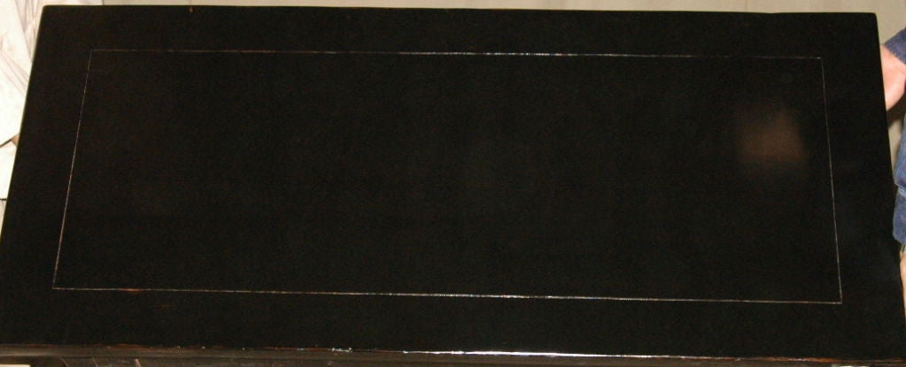Chinese black Lacquer Sideboard With Painted Gold Gilt Motif