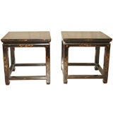 A Pair Of Square Stools With painted Gold Gilt Motif