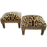 Pair of French Small Leopard Print Louis XVI Stools