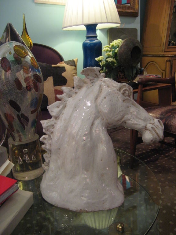Mid-20th Century Large Italian Ceramic Horse Head, circa 1950's