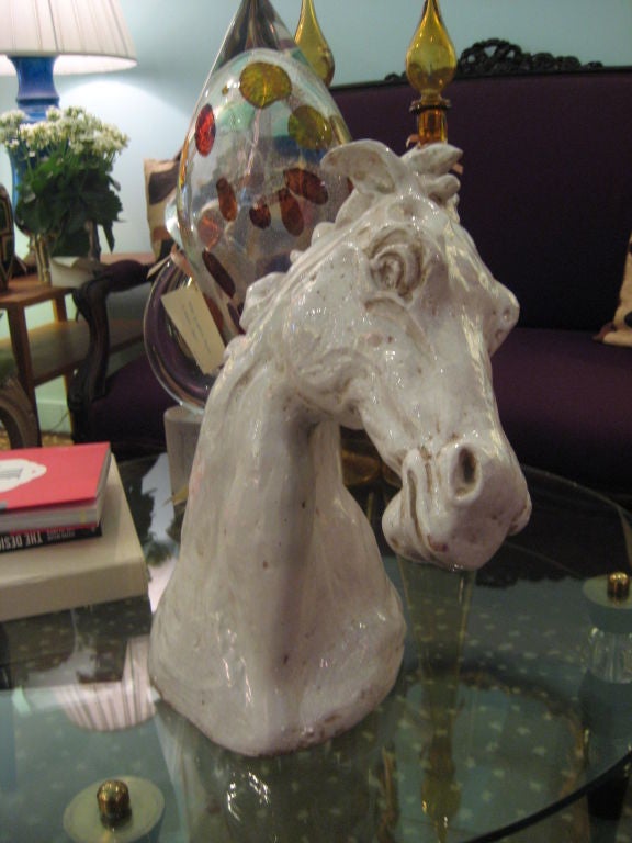 Large Italian Ceramic Horse Head, circa 1950's 1