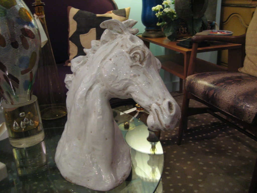 Large Italian Ceramic Horse Head, circa 1950's 2