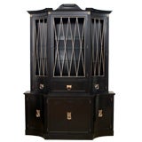 Grosfeld House Black Lacquer Cabinet with Lucite Pulls