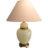 French Citrine Opaline Glass Lamp on Bronze Base