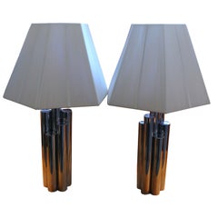 1970
s Polished Chrome Skyscaper style table lamps