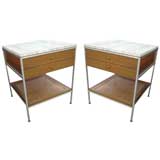 Paul McCobb 8714 Calvin Group tables with travertine tops