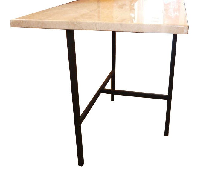1960' s Directional Tri-leg Base 48" Travertine Console table