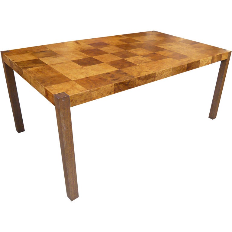 1960's John Widdicomb Olive patchwork Burl parsons dining table