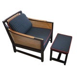Edward Wormley for Dunbar Caned lounge Chair and Ottoman