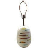 1960's Italian painted FISH Motif Ceramic Lamp