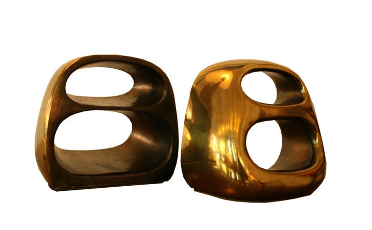 Mid-20th Century Ben Seibel for Jenfredware “Tail Light” Brass bookends