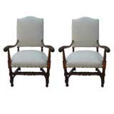 Pair, Louis X111 Style Open Armchairs