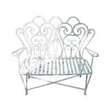 Old French Iron Painted Bench