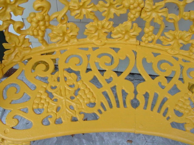 Charming English Painted Forged Iron Bench