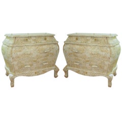 Pair of Marble Venetian Bombe  Chests/Night Stands