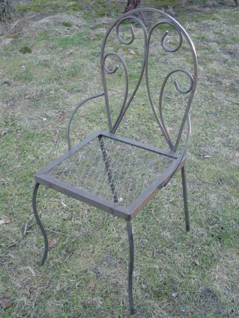 Set of Four Mid-Century Iron Garden Chairs