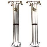 Antique Monumental Pair of large scale iron columns/plant stands.