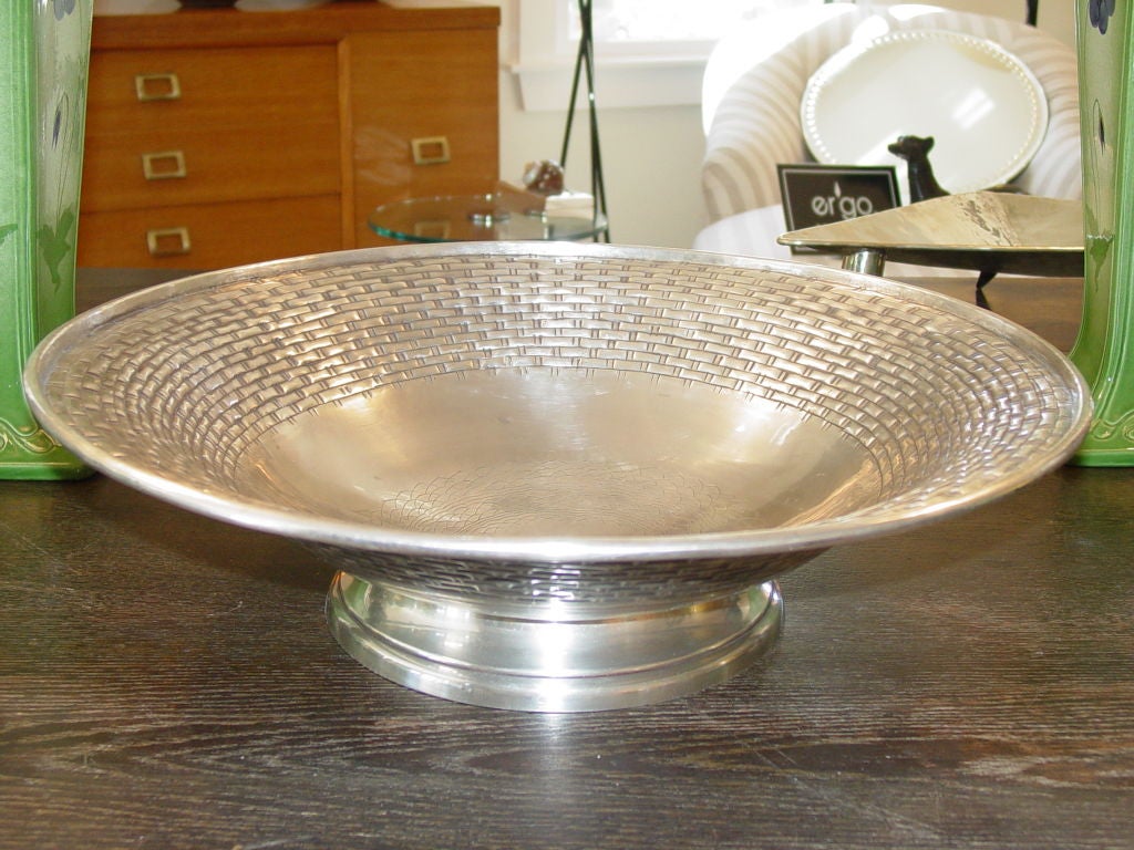 Large Pewter Hand Echted Bowl