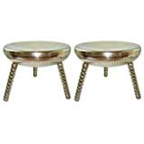 Wonderfull  Pair of  African Polished Brass Stools.