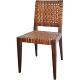 Pair, Gio Ponti Style  Mid-Century Leather Woven Chairs