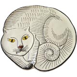 Retro Meow !!! Cat Shaped 1960s Hand Painted Plate