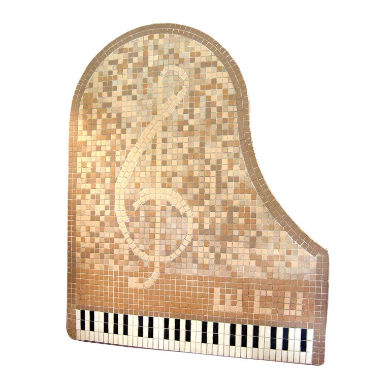 Piano-Shaped Tiled Coffee Table