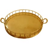 Great for big Ottoman-Large Round Brass Gallery Tray