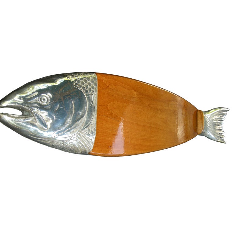 A Fabulous Silver/Maple Wood Salmon Platter