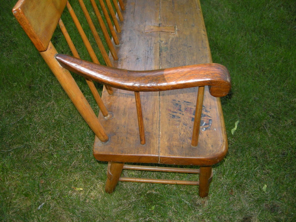 19th Century Charming American Meeting House Bench New England