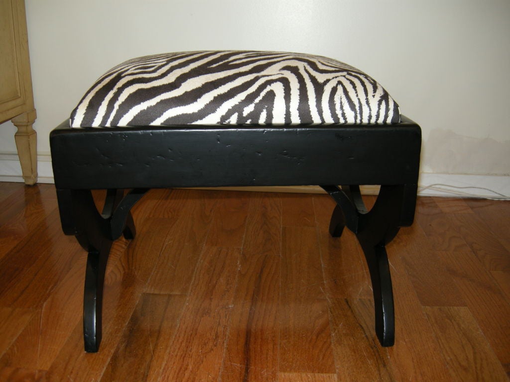 Late 19th C Zebra Print Stool (Empire)