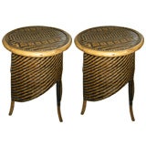 Pair, West African Cane Side Tables